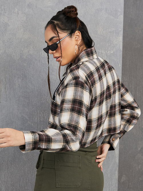 Checked short jacket shop
