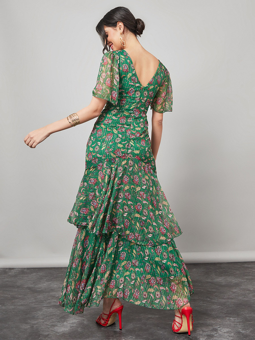 Long frill sleeve dress shop