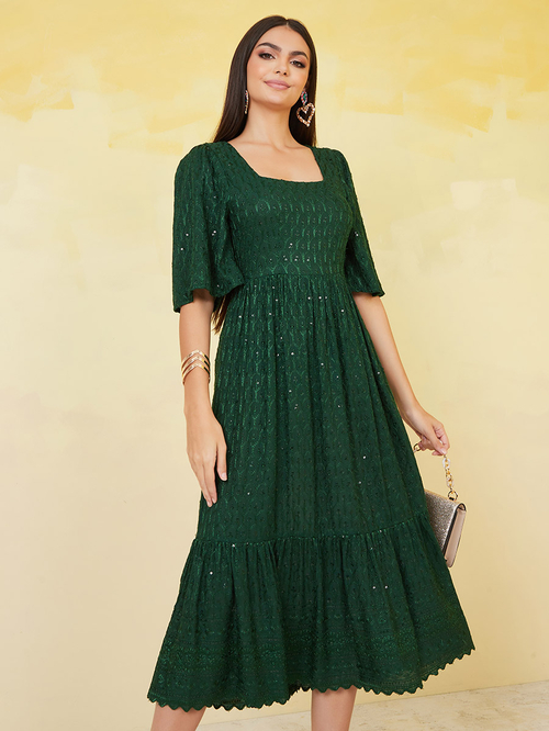 Embellished green maxi dress clearance