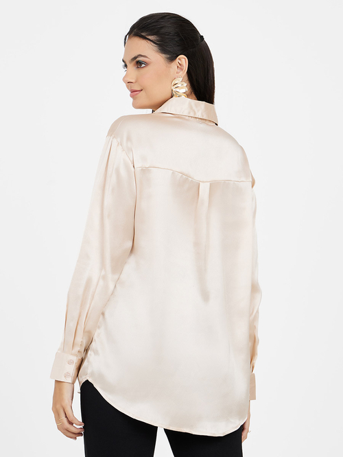 Longline satin shirt cheap
