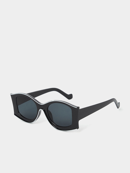 Buy Curved Full Rim Sunglasses with Wide Temple Black For Women Styli UAE