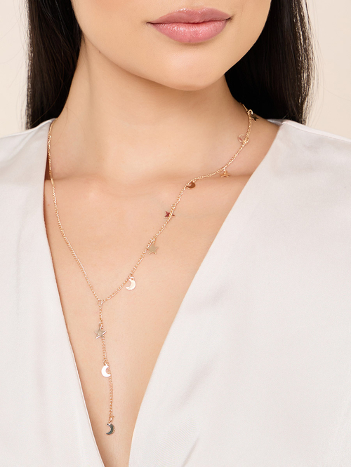 Moon and star lariat necklace on sale