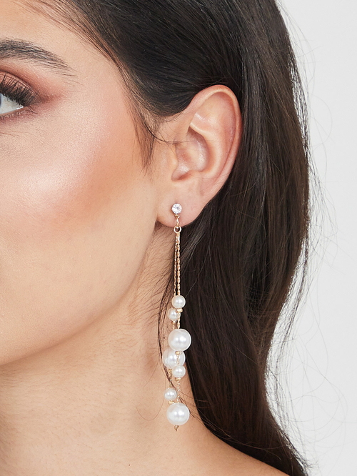Buy Faux Pearl Drop Earrings White For Women Styli Kuwait