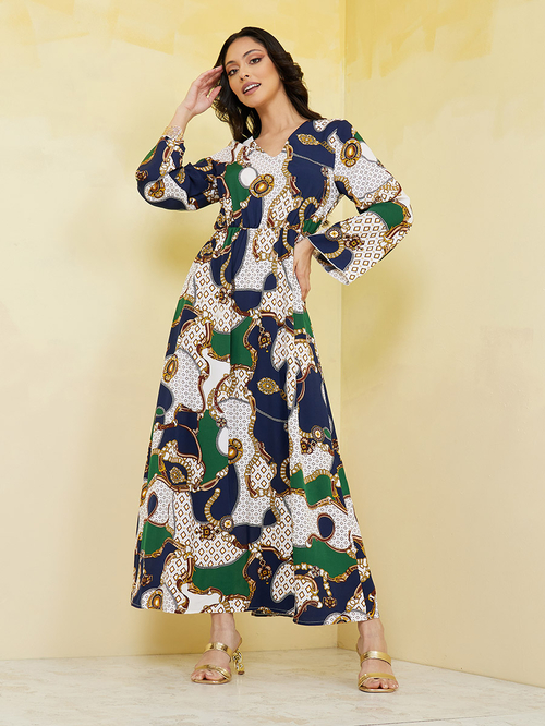 Chain print maxi dress hotsell
