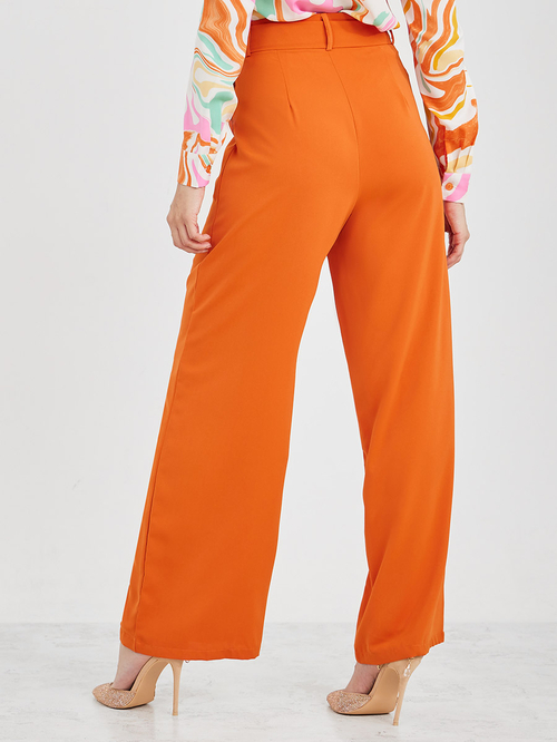 Wide leg orange trousers outlet
