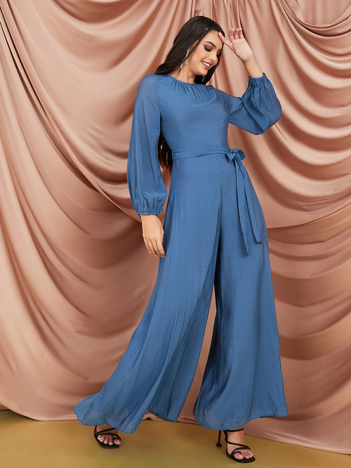Blue chiffon jumpsuit top