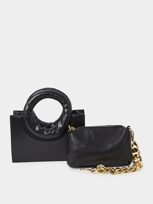 Buy Chunky Chain Detail Handbag with Inner Pouch Black For Women Styli Saudi