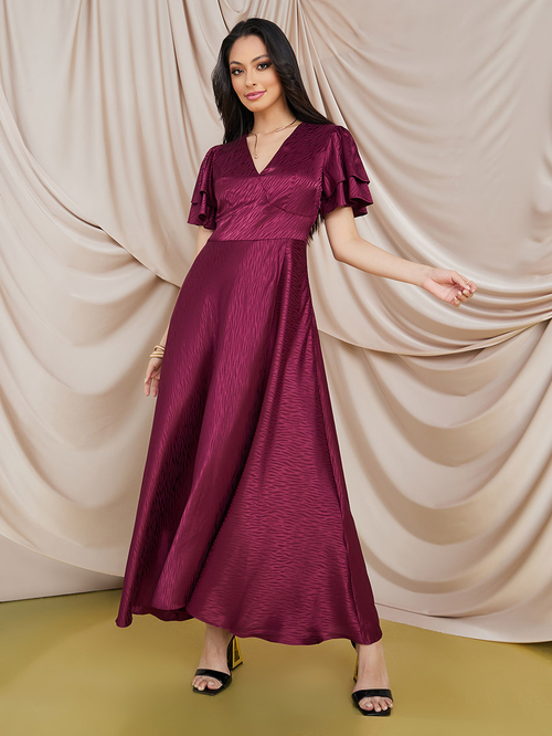 Burgundy frill dress 2025