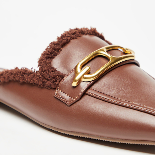 Faux fur trim loafer mules store