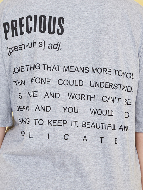 Buy Plus Oversized Precious Definition Slogan Longline T Shirt Grey For Women Styli Saudi