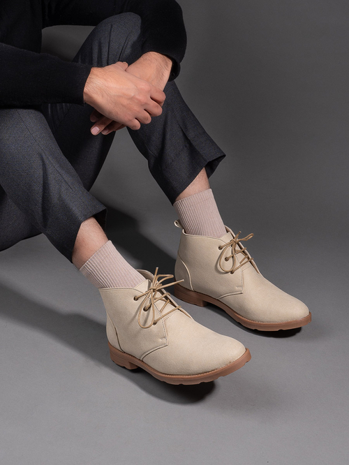 Buy Desert Boots in Micro Suede Beige For Men Styli Saudi
