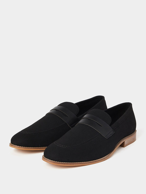 Buy Faux Suede Slip On Loafers Black For Men Styli Kuwait