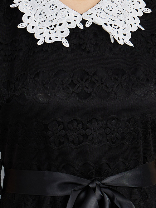 haeden collared lace panel dress