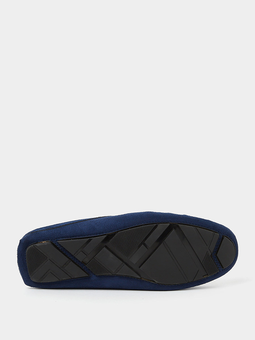 Buy Faux Suede Open Back Mules Navy Blue For Men Styli UAE