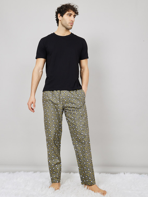 Buy All Over Monkey Banana Print Straight Pyjama Green For Men Styli Saudi