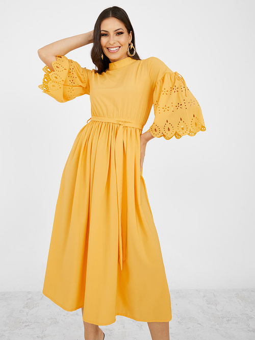 Flute sleeve midi dress cheap