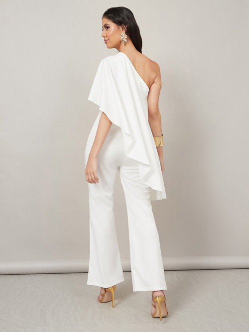 One sleeve store white jumpsuit