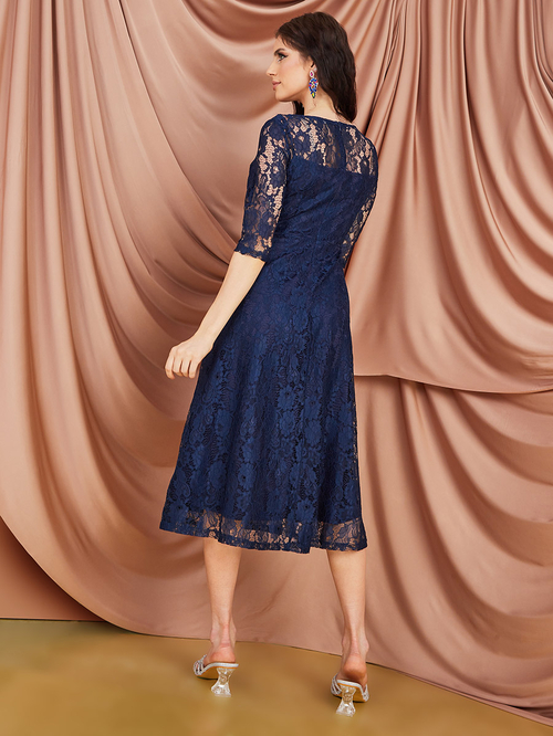 Lace midi a line dress cheap