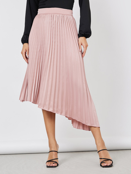 Dusty pink pleated midi skirt 2025