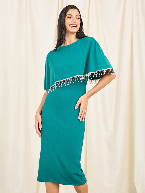Teal cape dress store