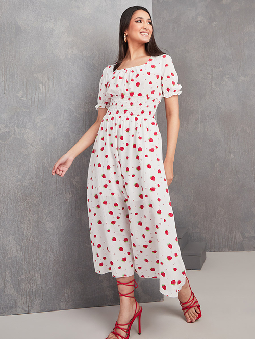 Strawberry print dress womens hotsell