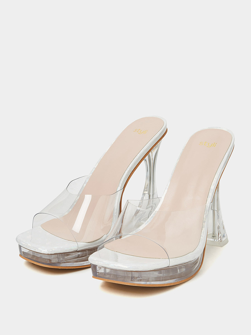 Clear strap platform heels deals