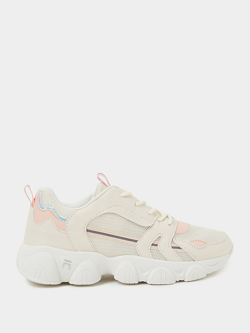 Buy Chunky Sole Knitted Sneakers with Tape Detailing Beige For Women Styli UAE
