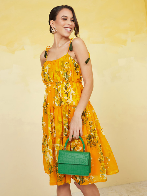 Strappy floral top midi dress