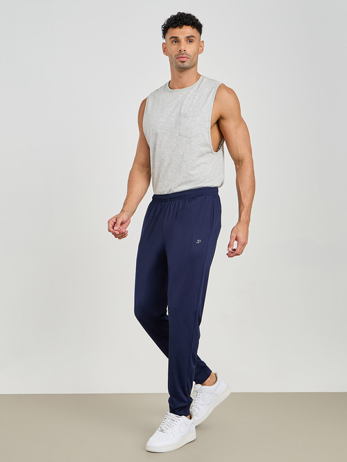 Buy Training Knit Cuffed Track Pants Navy Blue For Men Styli Saudi
