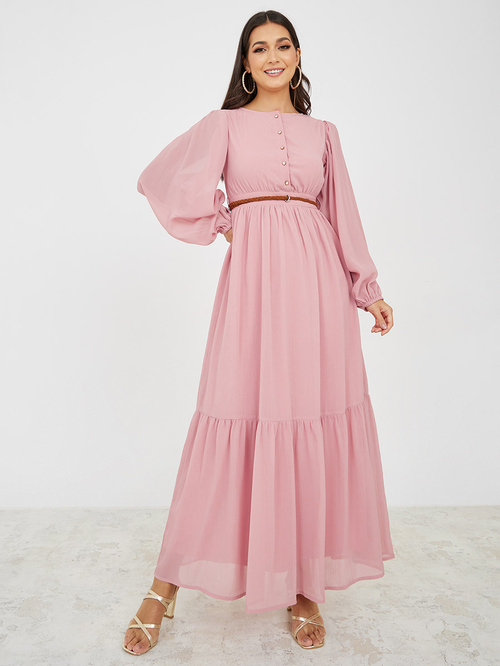 Pink sheer hotsell maxi dress
