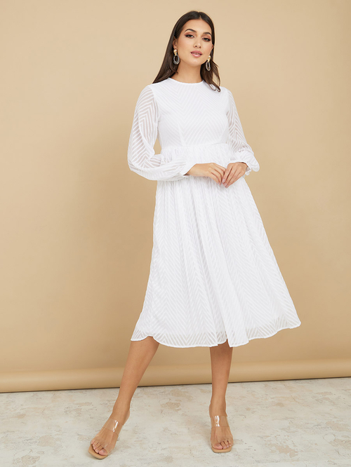 A line midi dress long on sale sleeve