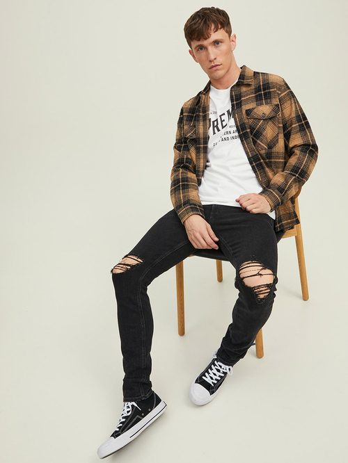 Buy Mid Rise Distressed Jeans With Pockets Black For Men Styli UAE