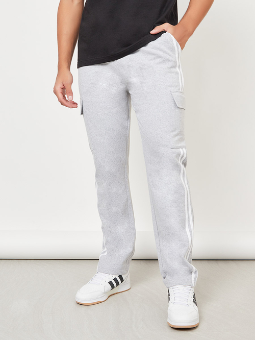 Buy Open Hem Cargo Joggers with Side Tape Grey For Men Styli UAE