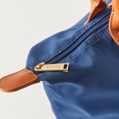 Buy Solid Tote Bag with Double Handle Zip Closure Blue For Women Styli Saudi