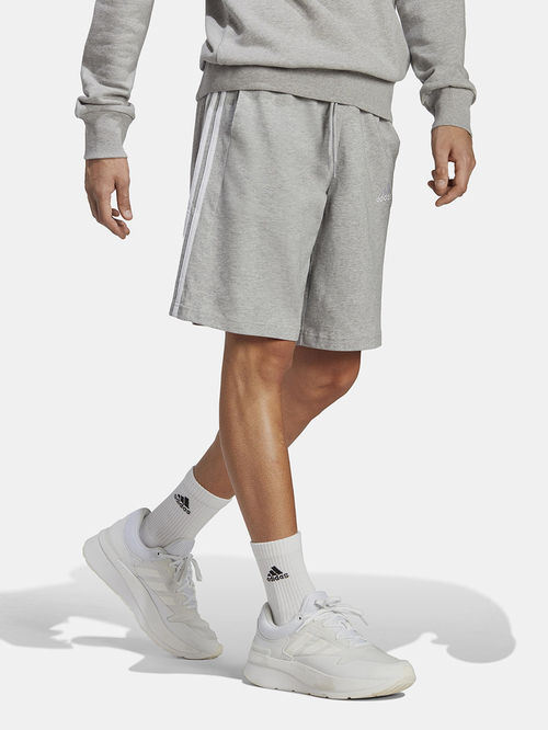 Buy Essentials Single Jersey 3 Striped Shorts Grey For Men Styli Saudi