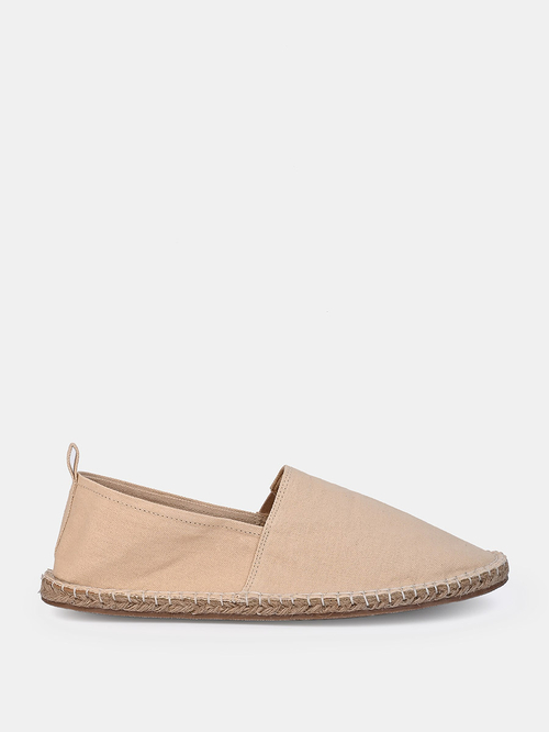 Buy Canvas Espadrille with Contrast Jute Sole Beige For Men Styli Kuwait