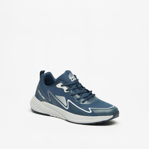Buy Textured Lace Up Low Ankle Sneakers Navy Blue For Men Styli UAE