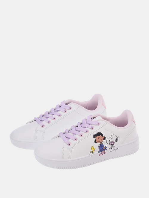 Buy Peanuts Snoopy Character Print Sneakers White For Women Styli UAE