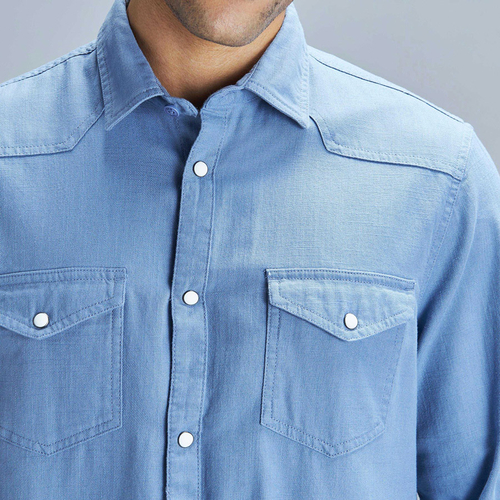 Denim shirt rolled up sleeves store