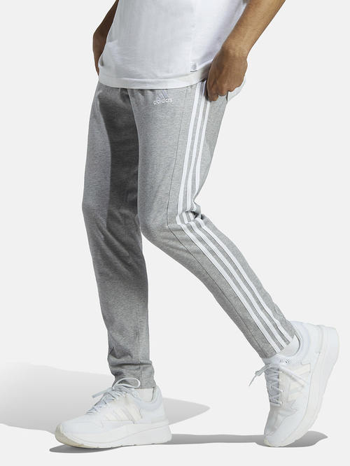 Buy Essentials Single Jersey Tapered 3 Stripes Joggers Grey For Men Styli Saudi