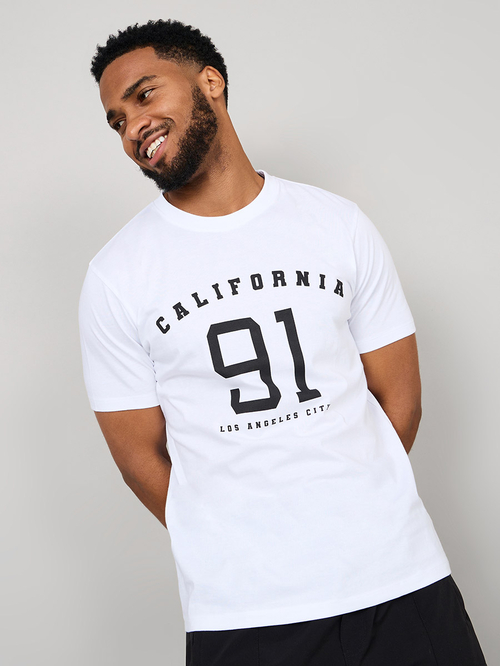 Buy California Varsity Print Regular Fit T shirt White For Men Styli Kuwait