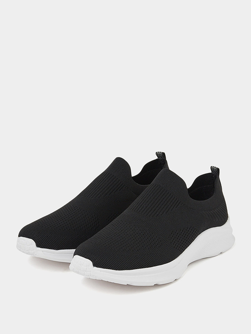 Buy Mesh Knitted Slip On Sneakers Black For Men Styli Saudi