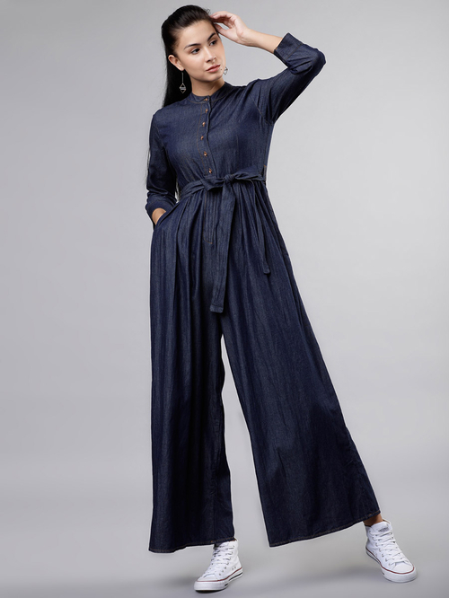 Self tie strap wide leg jumpsuit discount