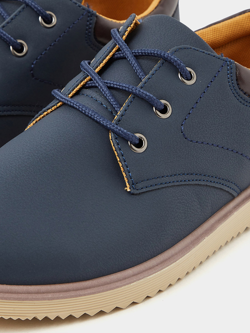 Buy Round Toe Lace Up Smart Casual Shoes Navy Blue For Default Category Styli UAE