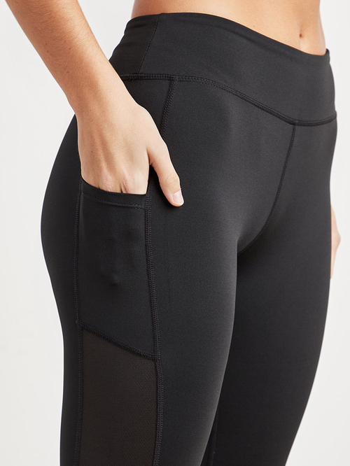Buy Mesh Insert Side Pocket Crop Leggings Black For Women Styli Saudi