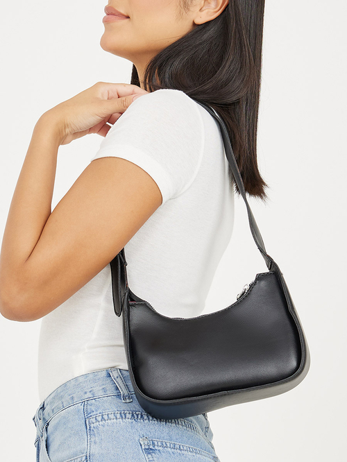 Plain black shoulder bag top
