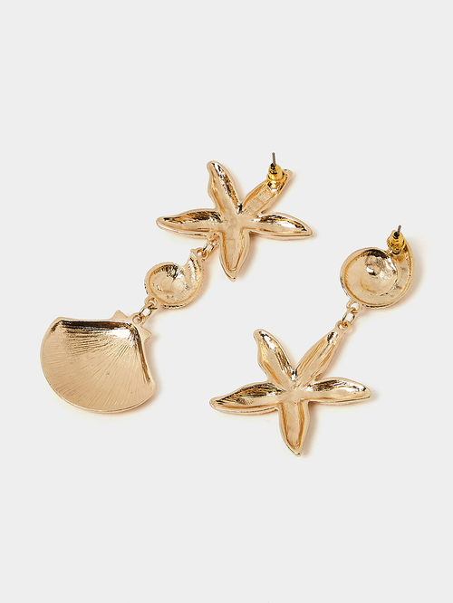 Buy Starfish Shell Dangle Earrings Gold For Women Styli Saudi