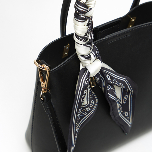 Buy Solid Tote Bag with Scarf Detail Black For Women Styli Saudi