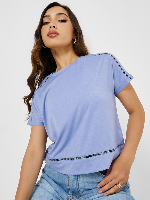 Regular Fit Ladder Cut Out Detail T Shirt
