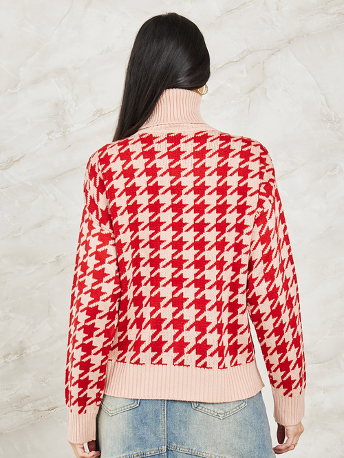 Checkered turtle neck discount